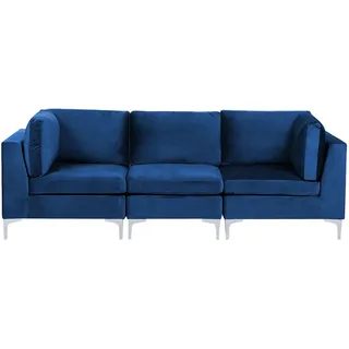 Beliani 3-Sitzer-Modulsofa, Blau Textil, 235x84x85 cm Wohnzimmer, Sofas - Couches, Sofas, 3-Sitzer Sofas