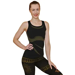 Yoga Top Om nahtlos Baumwolle schwarz M-L -- 160 g - Schwarz