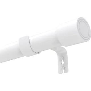 Venwemong Ausziehbar Vorhangstange Weiß Gardinenstange-Set Ø 25mm Erstellbare Länge mit Kappenknäufen für Esszimmer, Schlafzimmer, Wohnzimmer oder Küche,Extra Lang, Weiß, 84-220 cm