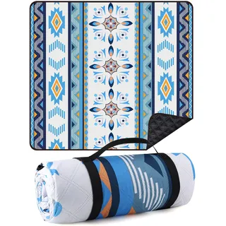EXTSUD Outdoor Picknickdecke, 200x200cm Camping Picknick Matte Feuchtigkeit Pad Meeres-Herz Tragbare Picknick Decke Wasserdicht Campingdecke Stranddecke mit Tragegriff Picknick Matte