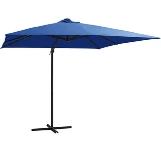 vidaXL Ampelschirm mit LED-Leuchten 250 x 250 cm azurblau