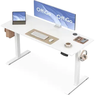 Höhenverstellbarer Elektrischer Schreibtisch 140 cm, Memory-Funktion, Gaming Tisch - Weiß
