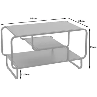 Mendler Couchtisch HWC-O49, Wohnzimmertisch Tisch, Industrial 3 Ablagen, Metall 45x80x40cm ~ schwarz