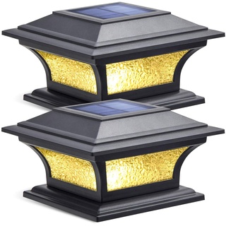 Siedinlar Solarleuchten für Außen mit Glas 2 Modi LED Lampe Solarleuchten Garten Solar Pfostenleuchte Wasserdicht Gartendeko für Garten Terrasse Zaun 4x4 5x5 6x6 Zoll Hölzerne Pfäle (2 Stück)