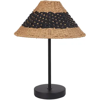 BELIANI Tischlampe Beige u. Schwarz Metall 40 cm Papierschirm Kegelform Langes Kabel mit Schalter Boho Schlaf- u. Wohnzimmer Beleuchtung Tischleuchte - Beige, Schwarz