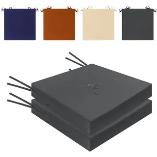 Unyqoos® Wasserdichtes Sitzkissen mit Veloursbezug – 50 x 50 x 12 cm, Schaumfüllung, Antirutsch, waschbarer Bezug, 2er-Set, für den Innenbereich - Schwarz