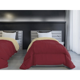 Italian Bed Linen Winterdecke, feuerfest, zweifarbig, aus Seide, Bordeaux/Creme, 170 x 260 cm