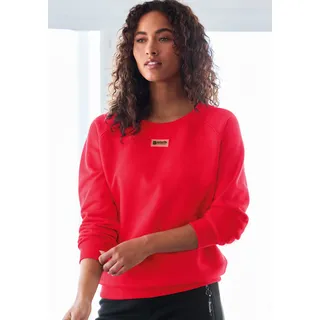 Sweatshirt BENCH. LOUNGEWEAR, Damen, Gr. 44/46, rot, Sweatware, Obermaterial: 60% Baumwolle, 40% Polyester, unifarben, bequem hüftlang, Rundhals, Rippbündchen, Sweatshirts Sweatshirt, mit kleinem Logo Detail, Loungewear