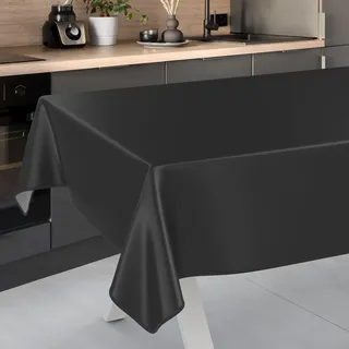 ANRO Wachstuch-Tischdecke abwaschbar 200 x 140 cm Schwarz