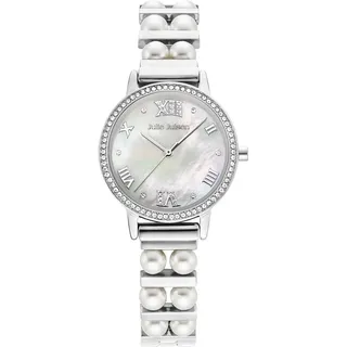 Julie Julsen Damenuhr Edelstahl silberfarben mit synth. Perlen weiß
