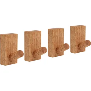 Set mit 4 stabile Kleiderhaken für Jacken und Taschen (Eichenholz)