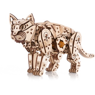 EWA Eco-Wood-Art WILD CAT EWA Eco-Wood-Art-3D-Holzpuzzle für Jugendliche und Erwachsene Katze-DIY-Bausatz, Selbstmontage, kein Kleber erforderlich-508 Stück, natürlich