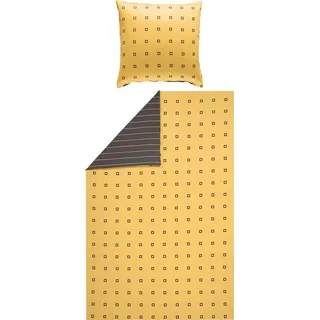 Erwin Müller Bettwäsche grafisch gelb/anthrazit 135 x 200 + 80 x 80 cm