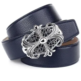 Anthoni Crown Damengürtel Leder blau 95 cm