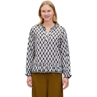 Cartoon Damen Casual-Bluse mit Raffung 42, Blau/Beige