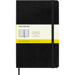Moleskine - Klassisches Kariertes Notizbuch - Hardcover mit Elastischem Verschlussband - Farbe Schwarz - Größe A5 13 x 21 cm - 208 Seiten