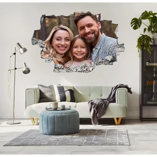 3D Wandtattoo mit eigenem Foto Wandtattoo selbst gestalten Wandsticker individuell personalisiert Wandaufkleber mit Foto Wandtattoo Wohnzimmer Wand deko Schlafzimmer Küche Badezimmer 40 bis 120cm PT6