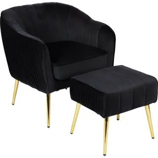INOSIGN Loungesessel »ARROLL mit Hocker«, Cocktailsessel, Relaxsessel, Einzelsessel und Hocker bequem gepolstert, schwarz