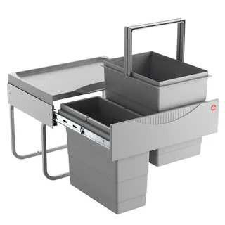 Hailo Tandem, doppelter Mülleimer, Einbau, Küchenschrank, 50–60 cm, Vollauszug - Grau