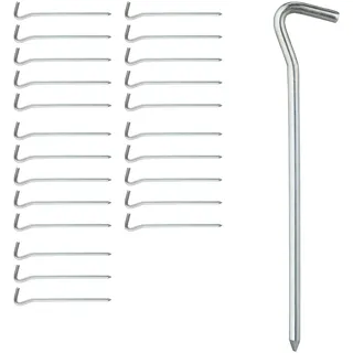 Relaxdays Zeltheringe, 24er Set, rund, Normale & Harte Böden, Silber | Camping Heringe, verzinktes Eisen, 18 cm lang