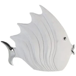 Gilde Deko Fisch in Stein-Optik, 29 x 26 cm, weiß/silber