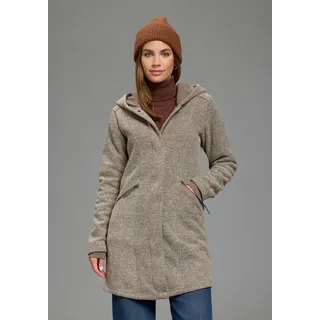 Strickmantel POLARINO, Damen, Gr. 40, beige (beige, braun), Fleece, Obermaterial: 100% Polyester, meliert, bequem, Windstopperbündchen, Mäntel Strickmantel, atmungsaktiv und wärmeisolierend. Strickoptik außen, Fleece innen., Topseller