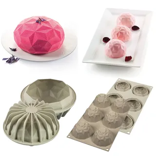 silikomart | Silikonformen Set GEMMA, MINI GEMMA, Kompositionsset 2 Platin-Silikonformen, Antihaft, 3D Design, Ø 180 mm - Ø 68 mm, h 90 mm - h 42 mm, Made in Italy