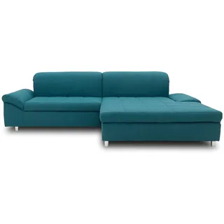 DOMO. collection Ecksofa Mika, Sofa mit Schlaffunktion und Bettkasten in L-Form, Schlafsofa mit Rücken- und Armlehnfunktion, Polsterecke 260 x 178 x 80 cm (BxTxH), türkis