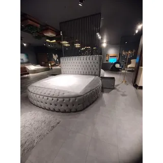 Schlafzimmer Set Bett + 2x Nachttische + Kommode Design Möbel 4 tlg. Neu - Grau