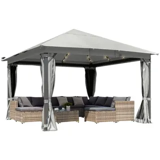 Brast Pavillon Aluminium Infinity 4 x 4 m inkl. Moskitonetz Hellgrau