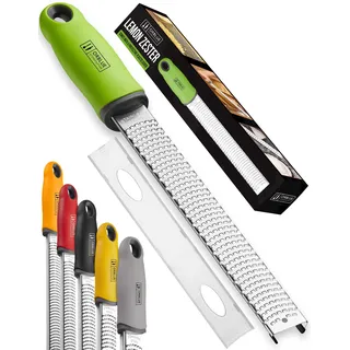 ORBLUE Käsereibe Zitronenreibe Zester Reibe Fein Parmesanreibe Handreibe Rasiermesserscharfe Premium Edelstahl Reibeoberfläche- für Hartkäse - Ingwerreibe