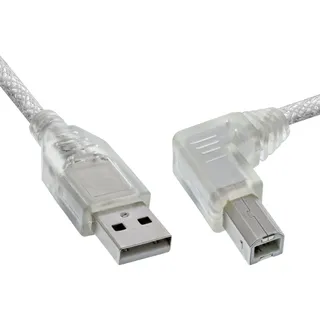 InLine InLine® USB 2.0 Kabel, A an B rechts abgewinkelt, transparent, 0,5m, transparent
