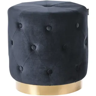 Beliani Pouf Schwarz Carrollton , Textil , Rund , 40x41x40 cm , Wohnzimmer, Sessel, Hocker & Hockerbänke, Poufs