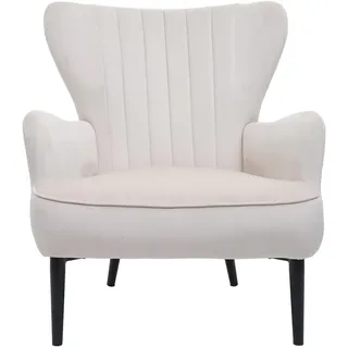 Mendler Lounge-Sessel HWC-K37 Samt 75 x 87,5 x 75 cm Beige/Weiß mit Rollen