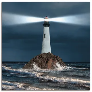 Artland Wandbild »Bild von Leuchtturm mit Lichtstrahl« Gebäude 1 Stk. tlg. als Alubild, Outdoorbild, Leinwandbild, Poster, Wandaufkleber, blau