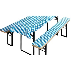 Brandsseller Bierbankauflagen-Set passend für gängige Biertische und Bänke 2 gepolsterte Bankauflagen (Bank 220x25x1,6 cm - Decke 240x70 cm, Bavaria-Blau)