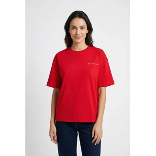 T-Shirt MARC O'POLO DENIM, Damen, Gr. S, carmine rot, Jersey, Obermaterial: 100% Baumwolle, relaxed fit normal, Rundhals, Shirts T-Shirt, Relaxed Fit, großer Rückenprint