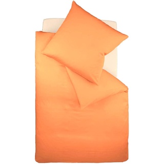 fleuresse Bettwäsche »Colours«, in weicher Interlock Jersey Qualität aus 100% Baumwolle, Bett- und Kopfkissenbezug mit Reißverschluss, STANDARD 100 by OEKO-TEX® zertifiziert, orange