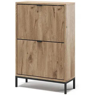 Vicco Schuhkipper Eliza Viking Oak 60 x 92 cm mit 2 Klappschubladen , Eichefarben , Holzwerkstoff , Rechteckig , 60x92x24 cm , Garderobe, Schuhaufbewahrung, Schuhkipper