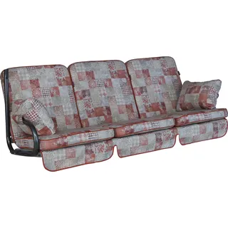 ANGERER Hollywoodschaukel Auflage Comfort – Ersatzauflage für 3-Sitzer Gartenschaukel – Polster für Schaukel zum Sitzen, Liegen & Entspannen, Made in Germany, hochwertiger Stoff, Rot-Beige Gemustert