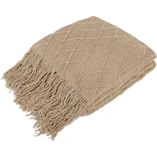 PAVILIA Strickdecke für Couch und Bett, weiche gestrickte Sofa-Decke im Landhausstil für das Wohnzimmer, leichte dekorative Herbstdecke für Sessel, strukturierte Boho-Decke für den Außenbereich, 127 x