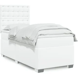 Langlebige Boxspringbett mit Matratze Weiß 90x200 cm Kunstleder Gästebett mit Lattenrost Möbel4065691 - Weiß