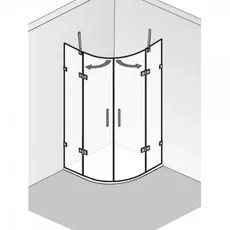 HSK Atelier Plan Pur Runddusche 4-teilig, Größe: bis 100,0 x 200,0 cm, Duschkabinen: Schwarz-matt: ESG klar mit Edelglas
