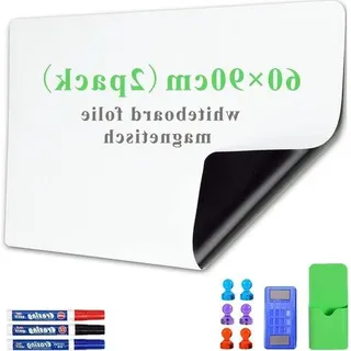 60x90 cm Magnetische Selbstklebende Whiteboardfolie mit Marker und Tuch für glatte Oberflächen - Weiß