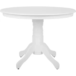 BELIANI Esstisch Weiß MDF-Tischplatte Rund ø 100 cm mit Holzbeinen Mittelfuß für 4 Personen Skandi Modern Landhausstil Esszimmer Ausstattung Möbel - Weiß
