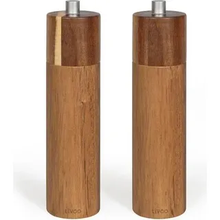 Salz- und Pfeffermühle Set, 2 Stück, LIVOO MEN425, 40 ml, Akazienholz, Keramikmahlwerk, Einstellbare Mahlstärke - Bunt