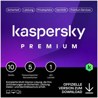 Kaspersky Lab Premium 2026 ESD 10 Geräte 12 Monate DE Win Android iOS