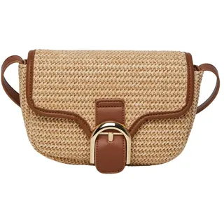 Pieces Damen Pcluna Straw Cross Body, Nature/Detail:cognac, Einheitsgröße