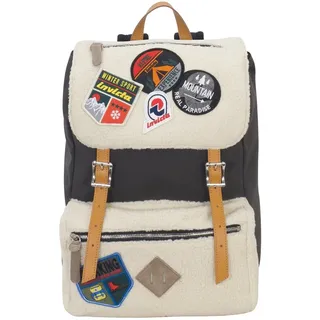 INVICTA JOLLY BEAR PATCH Praktischer Rucksack, für Freizeit, Ausflüge, Uni, Büro; Laptopfach, Unisex; Tagesrucksackfür Damen & Herren; Italienisches Design, grau/weiß