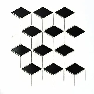 Keramikmosaik 3D Würfel weiß/schwarz glänzend Küche 13-OV01 10 Mosaikplatten